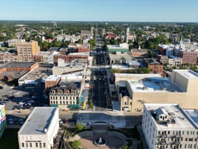 Sandusky Ohio downtown aerial